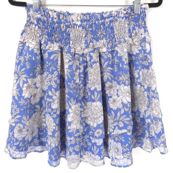 NWT EXPRESS Women’s Floral Mini Skirt Smocked Ruffle Chiffon Layered‎ MEDIUM - Picture 2 of 10